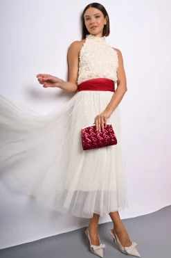 Gonna midi in tulle con paillettes