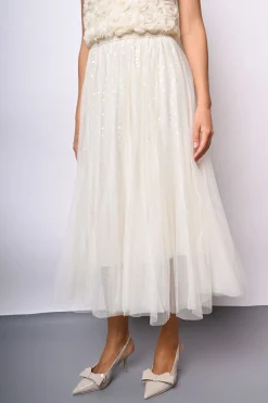 Gonna midi in tulle con paillettes