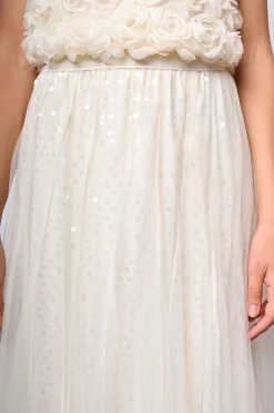 Gonna midi in tulle con paillettes