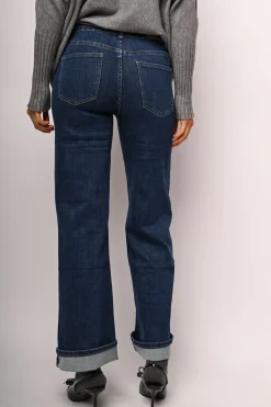 Jeans a gamba ampia con risvolto