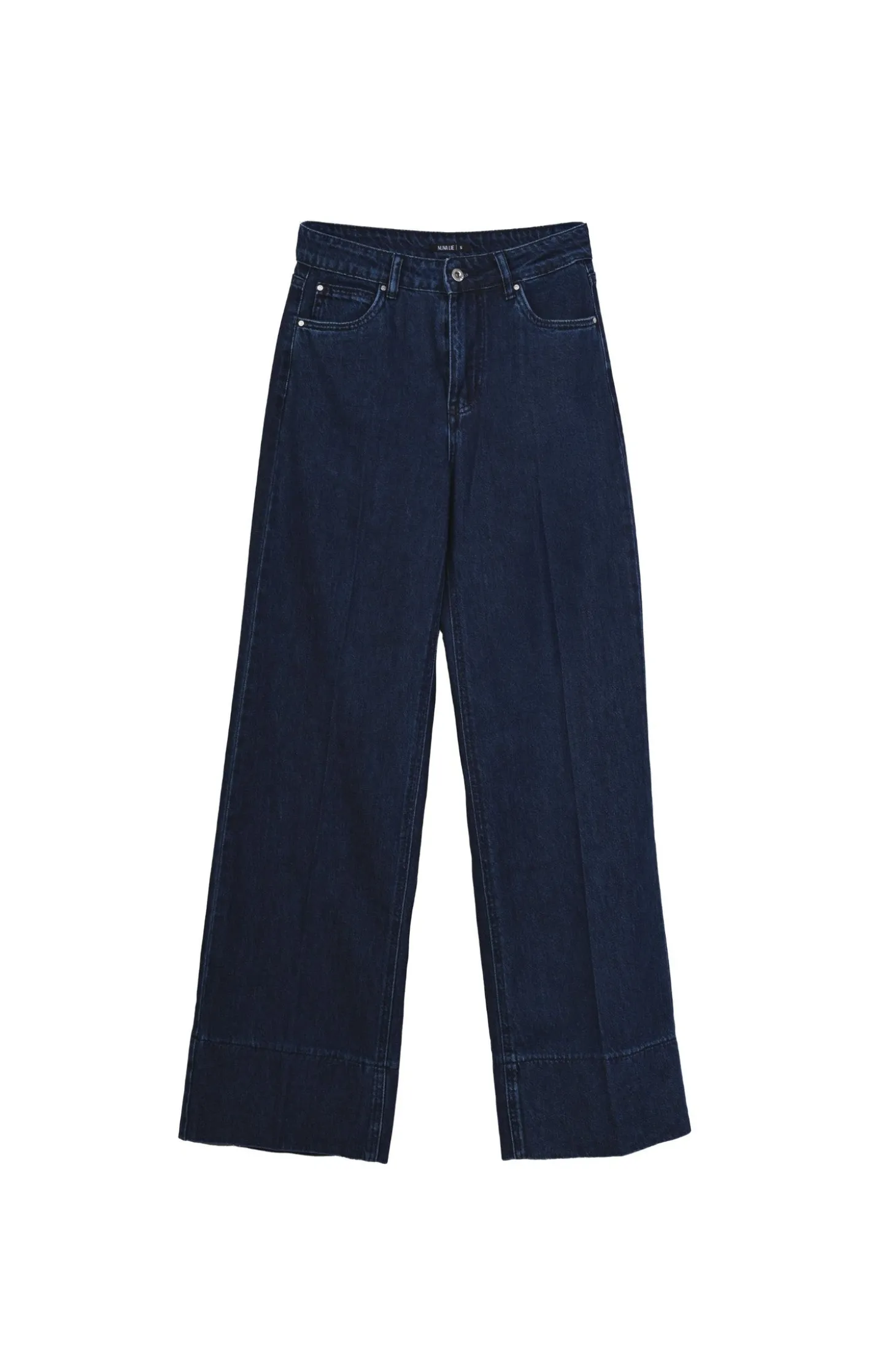 Jeans a gamba ampia con risvolto