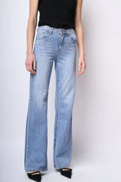 Jeans a gamba dritta con strass