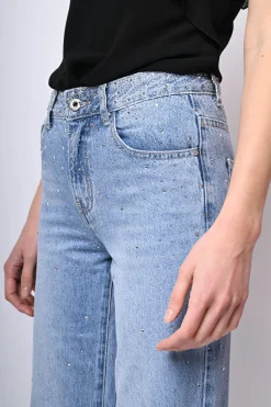 Jeans a gamba dritta con strass