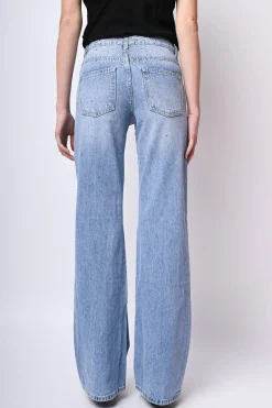 Jeans a gamba dritta con strass