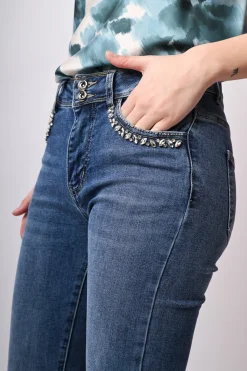 Jeans a zampa con strass