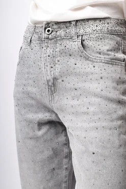 Jeans baggy con strass