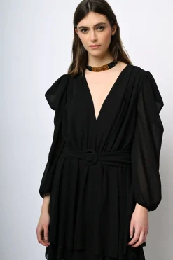 Mini abito in chiffon a balze