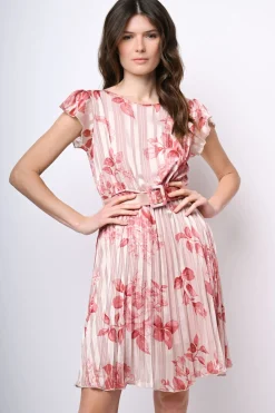 Mini abito in georgette lurex a stampa floreale
