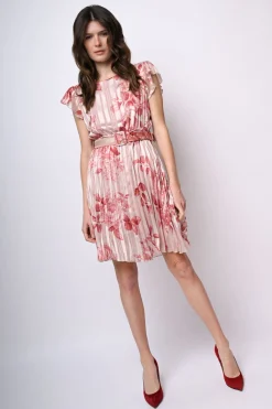 Mini abito in georgette lurex a stampa floreale