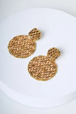 Orecchini a cerchi piatti con strass