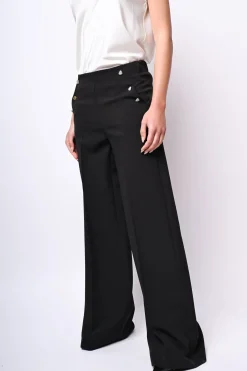 Pantaloni a ponte con bottoni gioiello