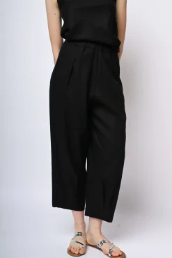 Pantaloni baggy in lino e viscosa