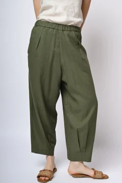 Pantaloni baggy in lino e viscosa