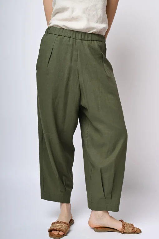 Pantaloni baggy in lino e viscosa