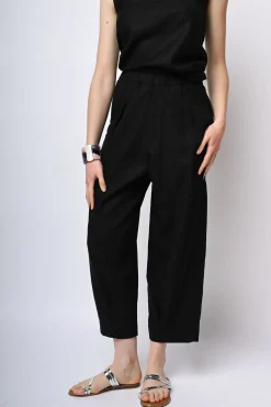 Pantaloni baggy in lino e viscosa