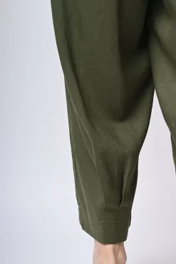 Pantaloni baggy in lino e viscosa