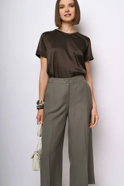 Pantaloni crop misto viscosa