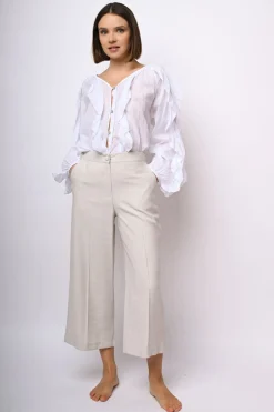 Pantaloni crop misto viscosa