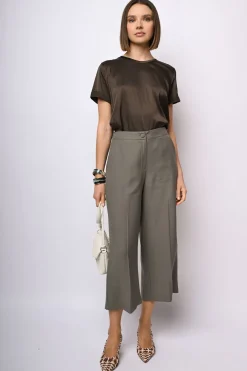 Pantaloni crop misto viscosa