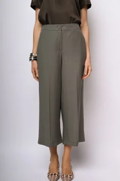Pantaloni crop misto viscosa