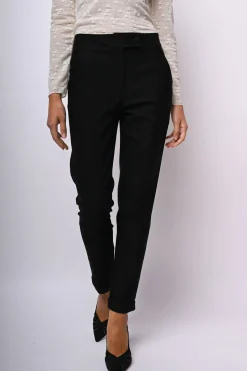 Pantaloni misto viscosa con risvolto