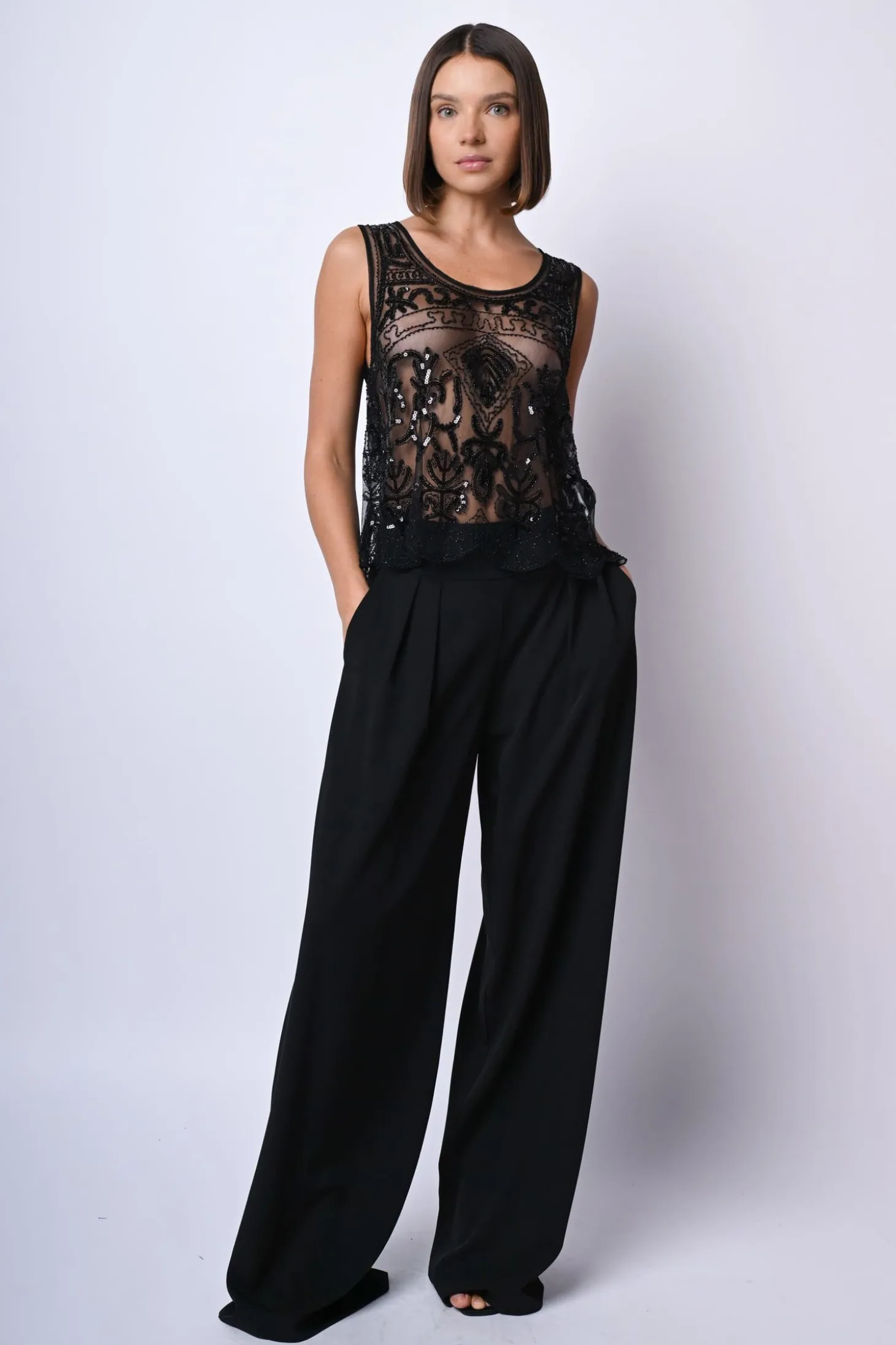 Pantaloni palazzo con pieghe