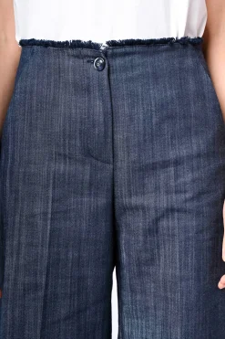 Pantaloni palazzo con vita sfrangiata
