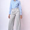 Pantaloni palazzo in gessato lurex