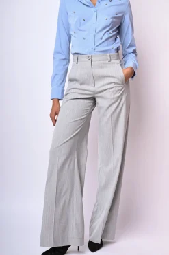 Pantaloni palazzo in gessato lurex