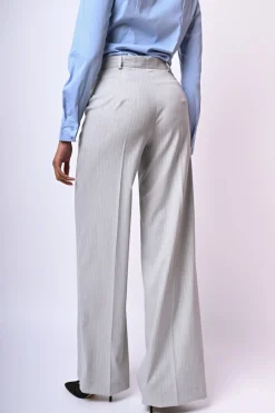 Pantaloni palazzo in gessato lurex