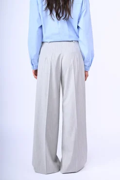 Pantaloni palazzo in gessato lurex
