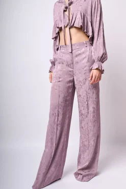Pantaloni palazzo in jacquard floreale