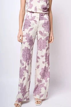 Pantaloni palazzo in jacquard floreale