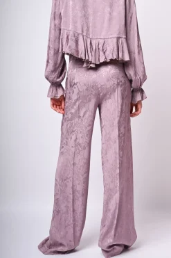 Pantaloni palazzo in jacquard floreale