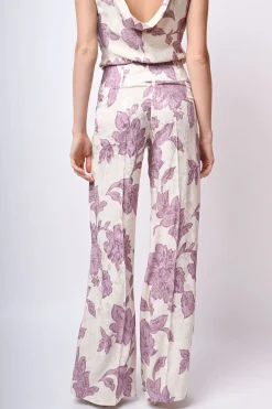 Pantaloni palazzo in jacquard floreale