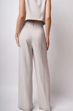 Pantaloni palazzo in viscosa e lino