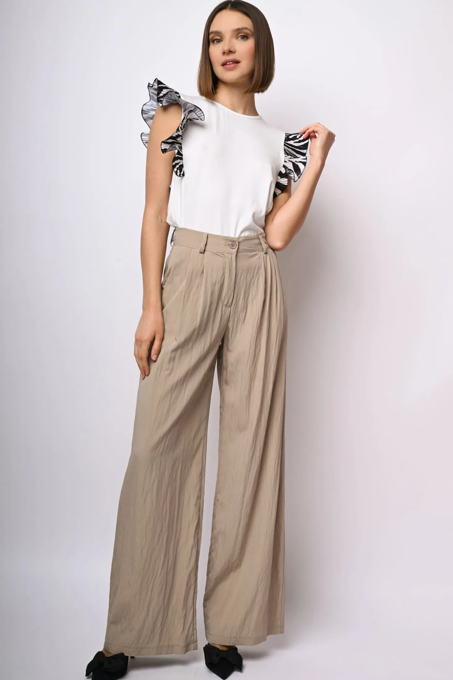 Pantaloni palazzo misto viscosa