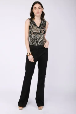 Pantaloni svasati in cotone stretch