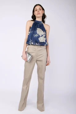 Pantaloni svasati in cotone stretch