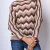 Pull in maglia crochet a righe zig-zag