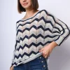 Pull in maglia crochet a righe zig-zag