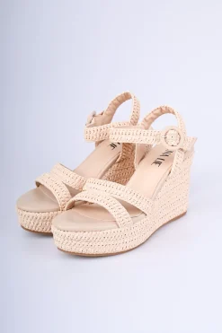 Sandali in rafia con zeppa