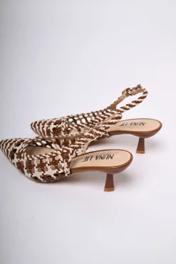 Slingback in simil-rafia intrecciata