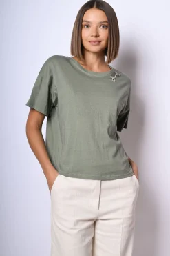 T shirt con fiocchi in strass