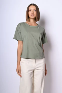 T shirt con fiocchi in strass
