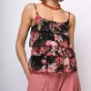 Top a balze con stampa floreale