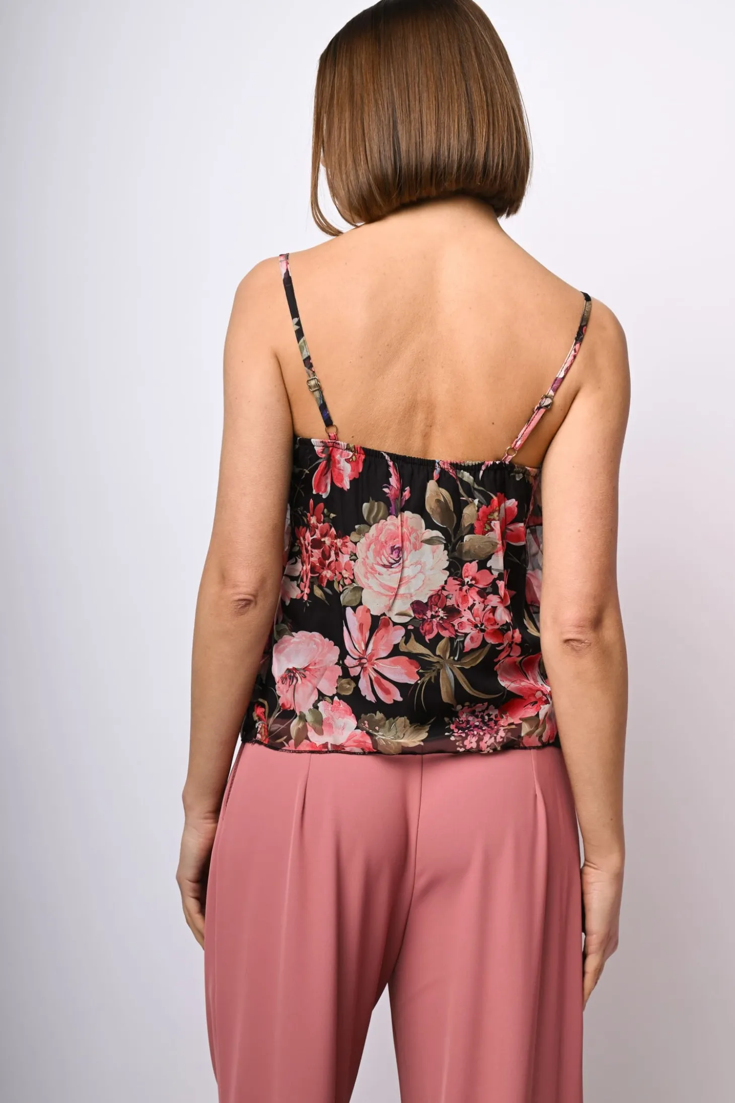 Top a balze con stampa floreale