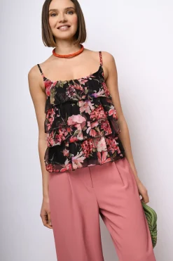 Top a balze con stampa floreale