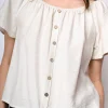 Top a spalle scoperte con bottoni
