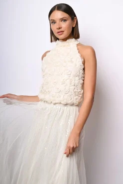 Top allamericana con rose 3D